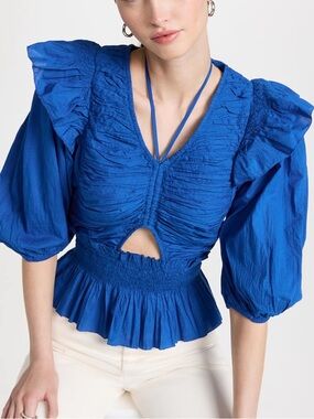 Sea Packo Solid Puff Sleeve Top